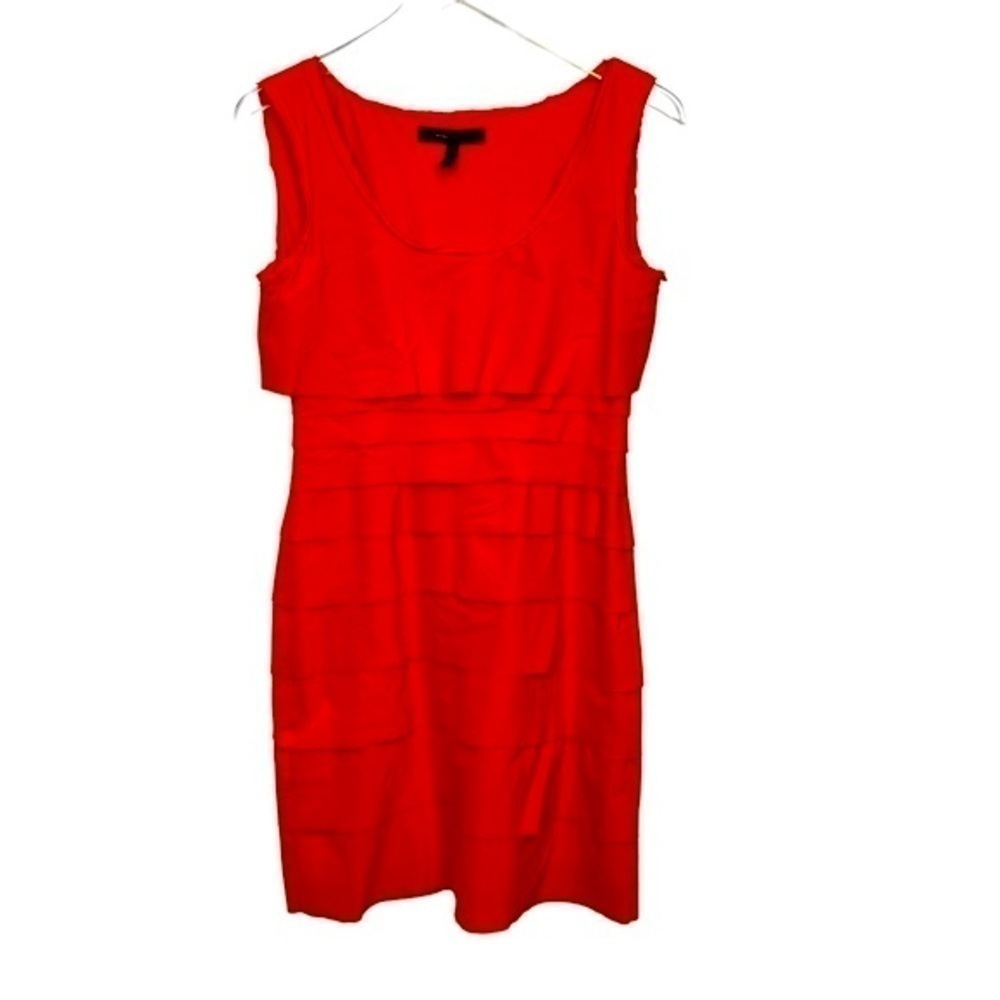 BCBGMaxAzria Sleeveless Scoop Neck Pleated Bodycon Persimmon Sawyer Dress Sz 4 - Picture 6 of 12